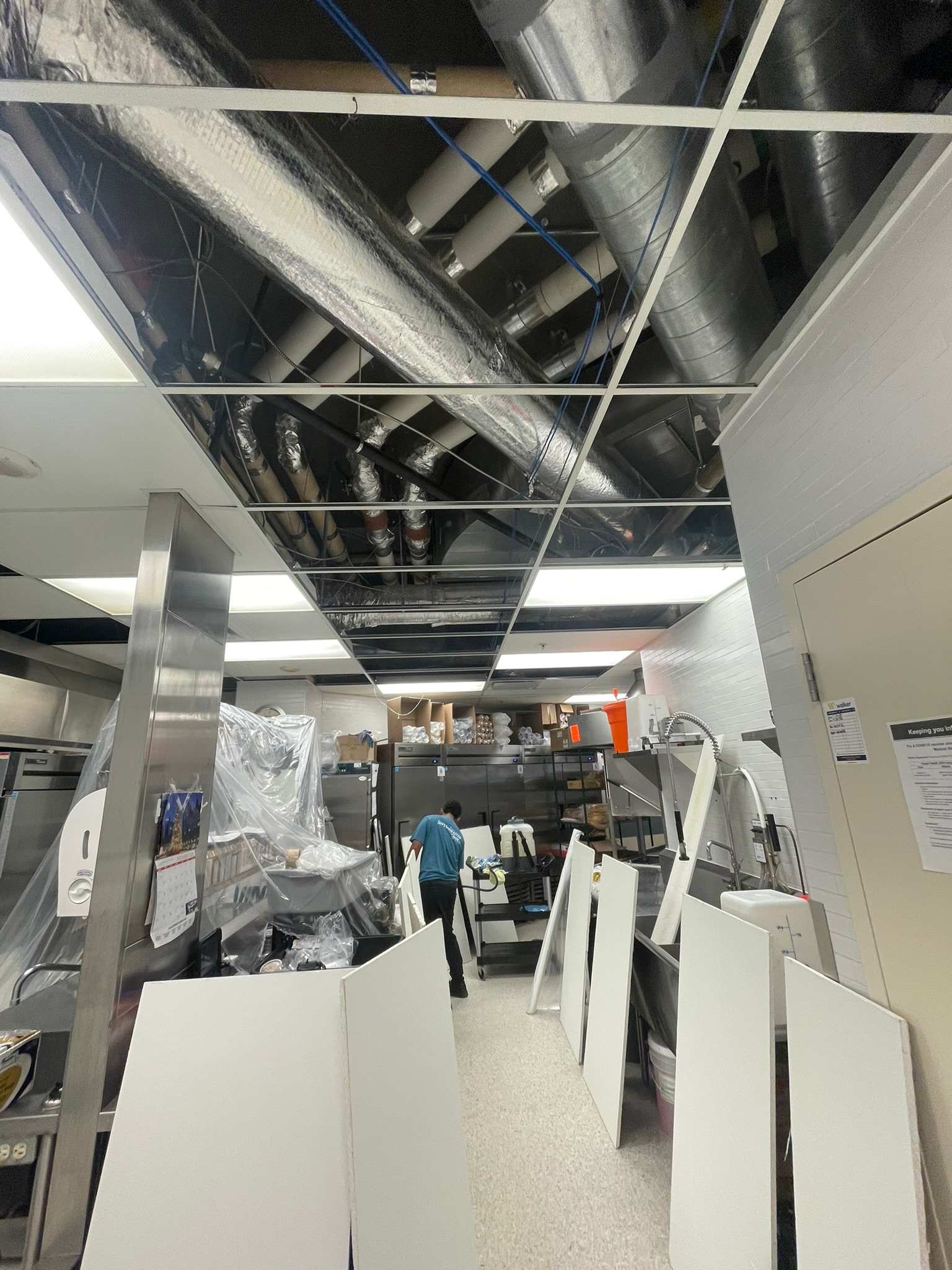 Hospital kitchen ceiling before